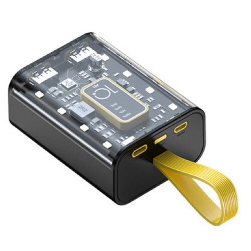 Power Bank Tansparent 10.000W - 3 in 1 with Led 2 USB Ports & Buildt in Cables   SKU-2150
