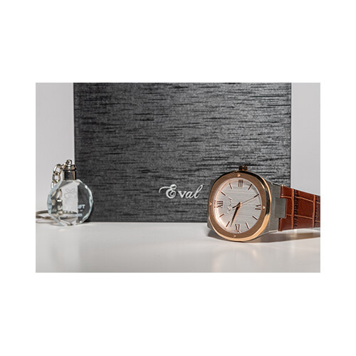 Eval Men Watch - Leather Gold iner Silver             SKU-118