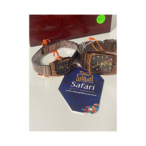 SwissMax Watch Set for Men and Womens Stell Brown             SKU-200