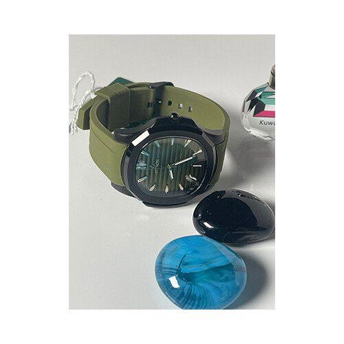 Watch - FITRON  - Brand - For Men Sport Watch Rubber Green inner Green - Border Black  SKU-222