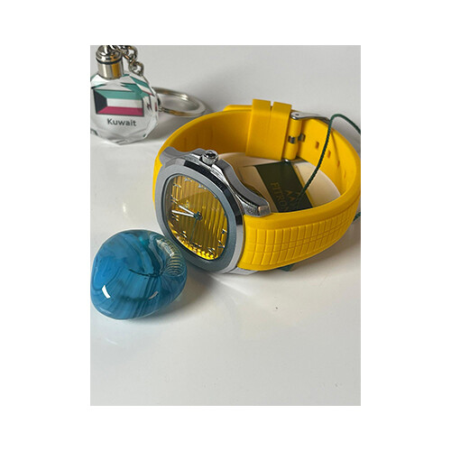 Watch - FITRON  - Brand - For Men Sport Watch Rubber Yellow-in Yellow Border Silver SKU-224