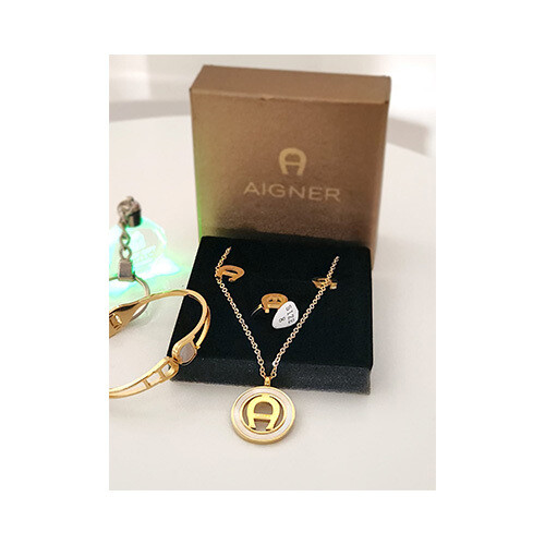 Girls Agner Set Necklace-Bracelet - Ring -Size 8 Gold             SKU-343