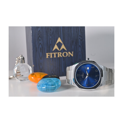 Watch - FITRON  - Brand - for Men - Color - Silver Inner Blue - (Strap Steel)             SKU-503