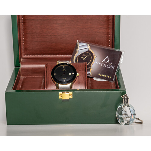 Watch - FITRON  - Brand - for Men - Color - Green - Black (Strap Steel)             SKU-510