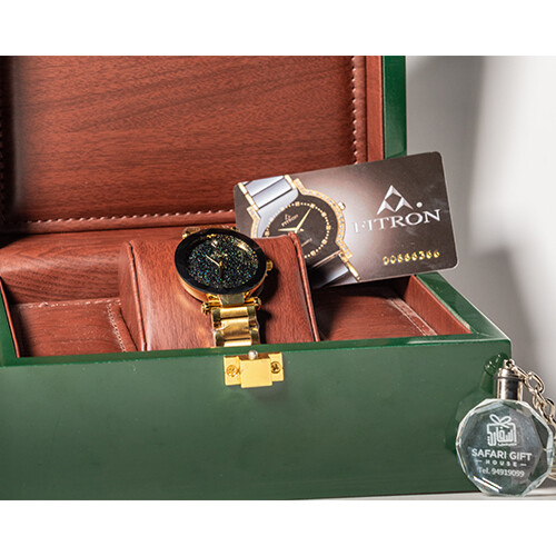 Watch - FITRON  - Brand - for Women - Color - Green - Black  (Strap Steel )             SKU-512