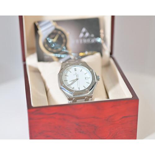 Watch - FITRON  - Brand - for Men - Color - Silver  - Inner White (Strap Steel )             SKU-537