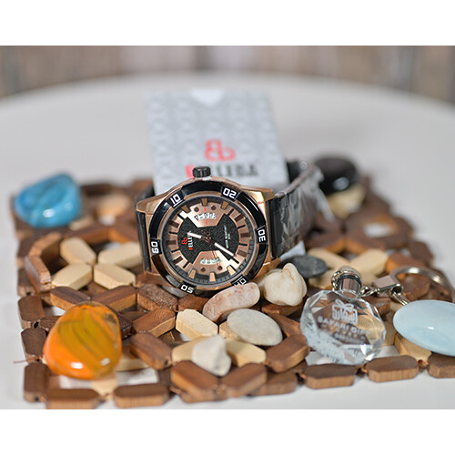 Watch -  Brand - BELLEDA - for Men- Color -Brown - Inner Red             SKU-547