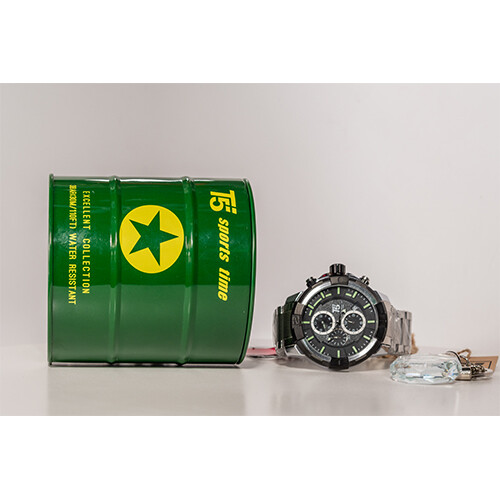 T5 Brand Watch - For Men - Color - Silver steel in Green - Green Box             SKU-617