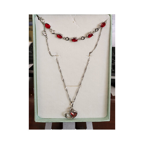 Accessories - For Women - Set - Color - Red Heart with Bracelet  9             SKU-663