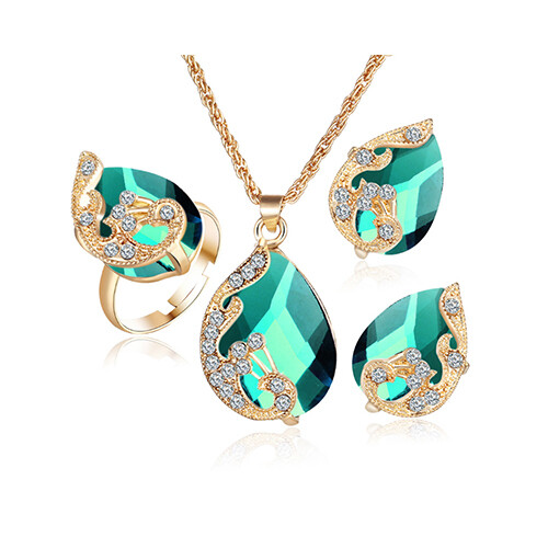 Hongyu Fashion jewelry set multiple colour crystal             SKU-1043