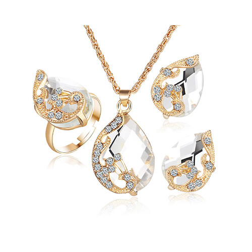 Hongyu Fashion jewelry set multiple colour crystal             SKU-1044