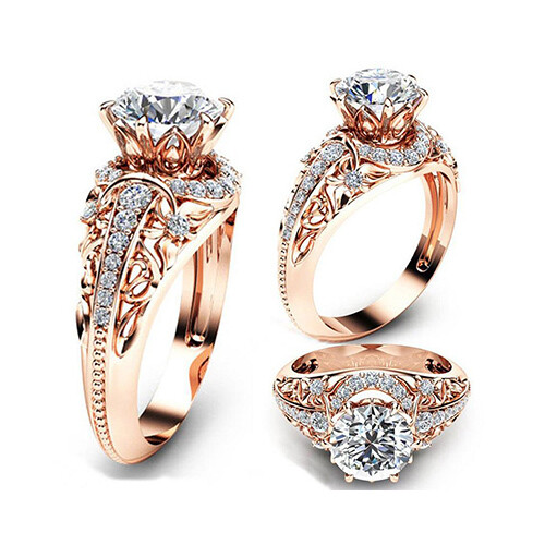 Rose Gold Diamond Ring for Womens             SKU-2084