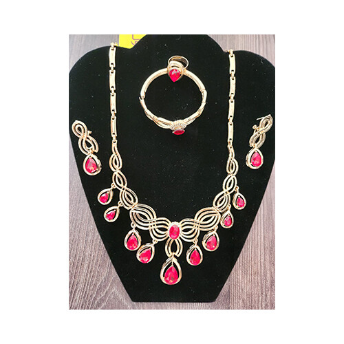 Necklace Set Gold & RED             SKU-2021