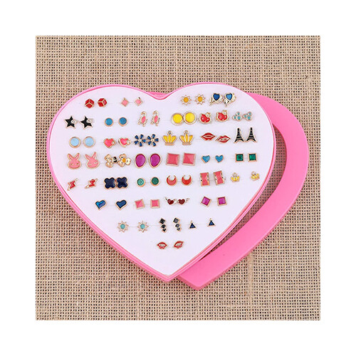 Girls Multi Color Finger Rings Hear Box Hape total Qty 36 each box             SKU-1934