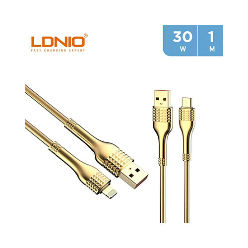 LDNIO 1000MM Gold  Plated 30W Fast Charging Date Cable             SKU-1880