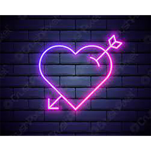 Neon Light Hear Hape with Love Arrow  Pink Color             SKU-1924