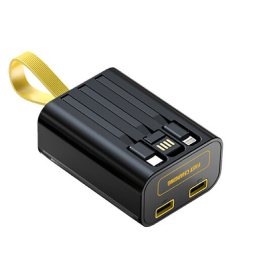 Power Bank Tansparent 10.000W - 3 in 1 with Led 2 USB Ports & Buildt in Cables   SKU-2150