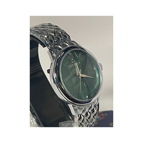 Fitron Watch -  Silver Steel inner Green for Women             SKU-94