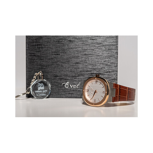 Eval Men Watch - Leather Gold iner Silver             SKU-118