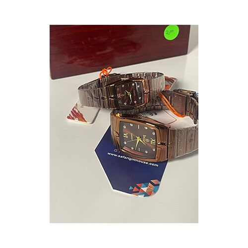 SwissMax Watch Set for Men and Womens Stell Brown             SKU-200