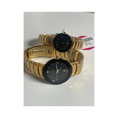LongBo Men Women Watch Set Gold in Black             SKU-209