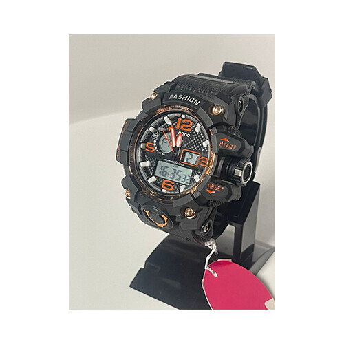 Men Watch Full Black in Orange Rubber WaterProof             SKU-228