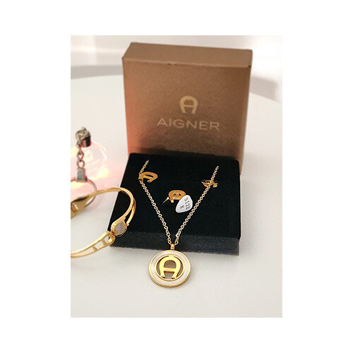 Girls Agner Set Necklace-Bracelet - Ring -Size 8 Gold             SKU-343