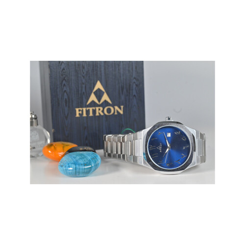 Watch - FITRON  - Brand - for Men - Color - Silver Inner Blue - (Strap Steel)             SKU-503