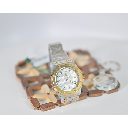 Watch - FITRON  - Brand - for Women - Color - Silver- Green - Inner White (Strap Steel )