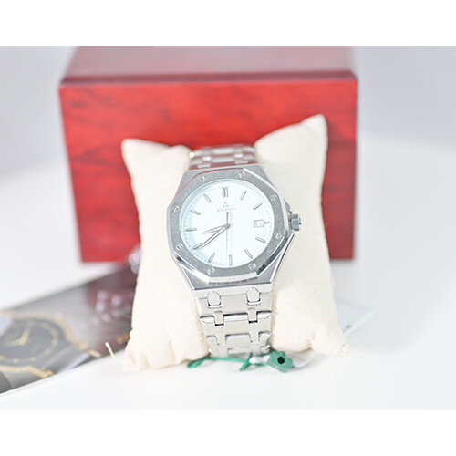 Watch - FITRON  - Brand - for Men - Color - Silver  - Inner White (Strap Steel )             SKU-537