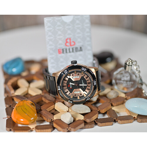 Watch -  Brand - BELLEDA - for Men- Color -Brown - Inner Red             SKU-547