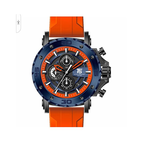 T5 Men Watch - Orange Strap in Black with orange Border Black             SKU-2056