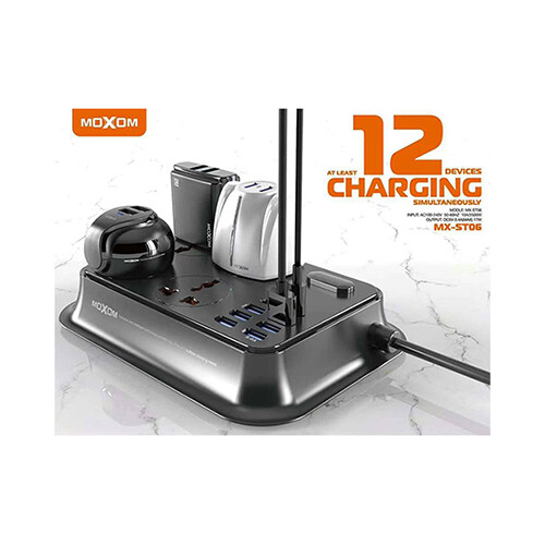 Moxom Estention 3.4A 4Anti Power Socket with USB 6 Ports and 2 Type C             SKU-892