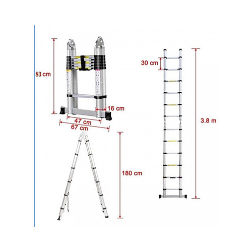 Multi-Function Telescoping Foldable Ladder Size ( 2.9M , 3.8M or 4.4M )             SKU-2072