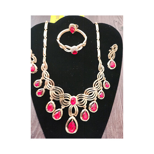Necklace Set Gold & RED             SKU-2021