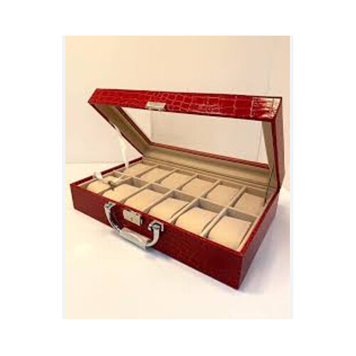 Box Red color for Watches Display 12 watchs taken  leather Red             SKU-1347