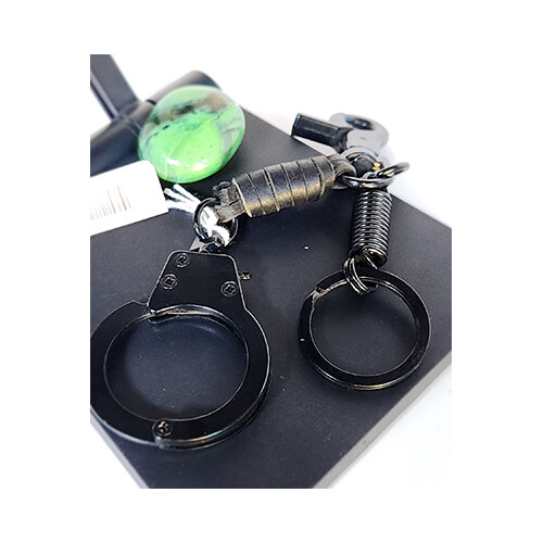 Hand Cuffs Black .. Silver Key Chain             SKU-1389