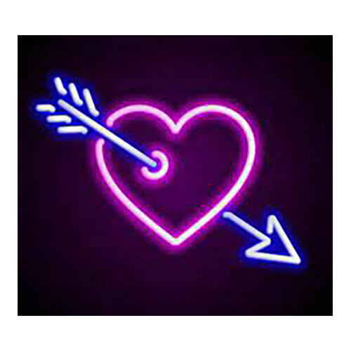 Neon Light Hear Hape with Love Arrow  Pink Color             SKU-1924