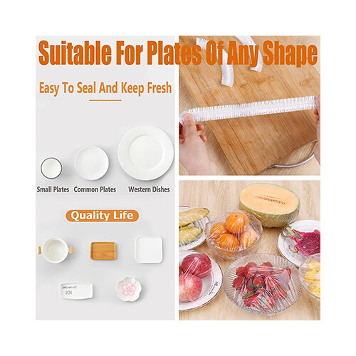 100PCS Reusable Elastic Food Plastic Wrap,             SKU-2014
