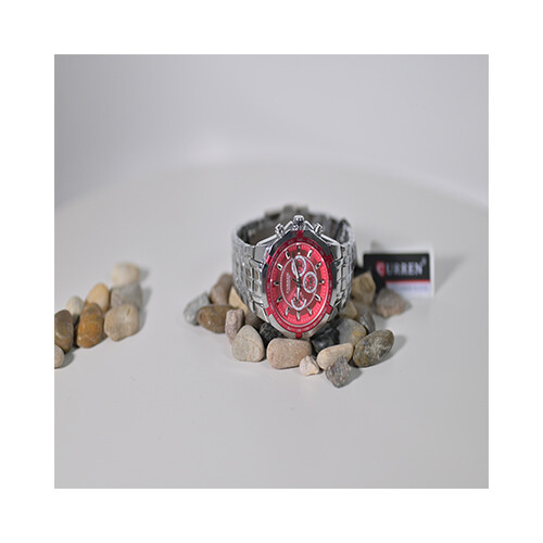 Curren Brand Watch - Steel in Red             SKU-177