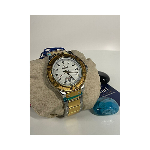 Sveston Men Watch Silver Steel in Gold in White             SKU-194