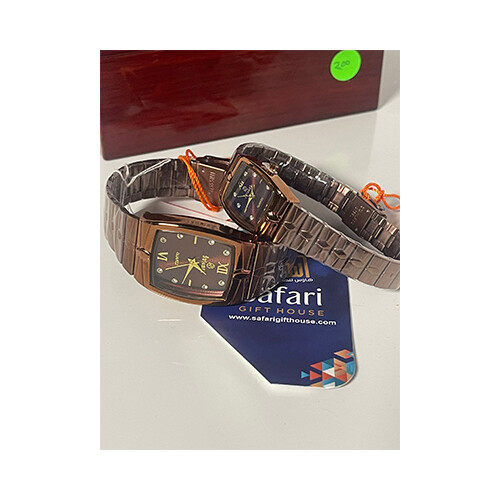 SwissMax Watch Set for Men and Womens Stell Brown             SKU-200