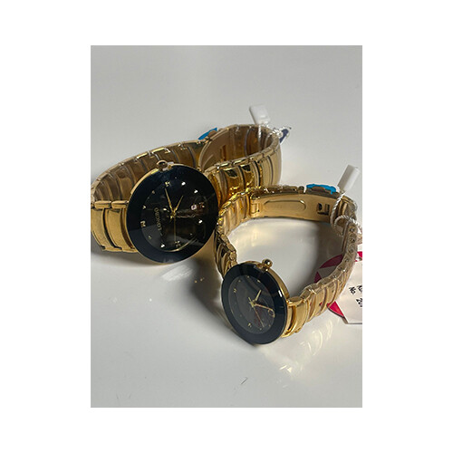 LongBo Men Women Watch Set Gold in Black             SKU-209
