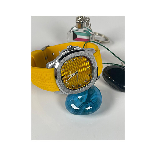 Watch - FITRON  - Brand - For Men Sport Watch Rubber Yellow-in Yellow Border Silver SKU-224