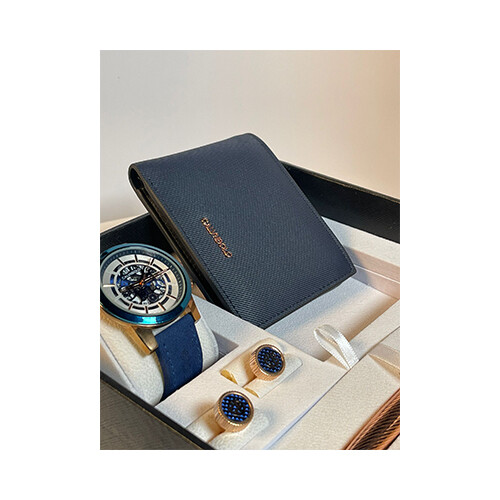 Calvnbolo Men Watch Set with wallet Blue and Black sets             SKU-477