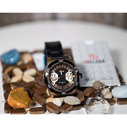 Watch -  Brand - BELLEDA - for Men- Color -Brown - Inner Red             SKU-547