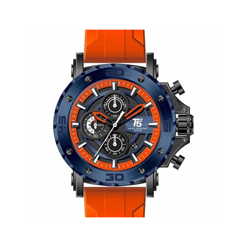 T5 Men Watch - Orange Strap in Black with orange Border Black             SKU-2056