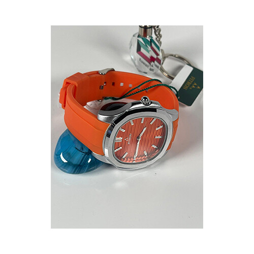 Fitron Men Sport Watch Rubber Orange Inner Orange Border silver             SKU-2031