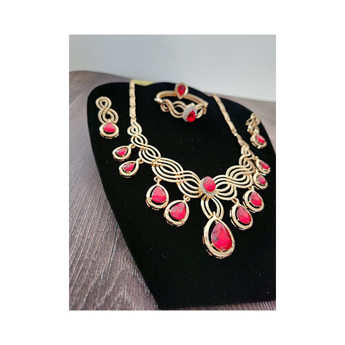 Necklace Set Gold & RED             SKU-2021