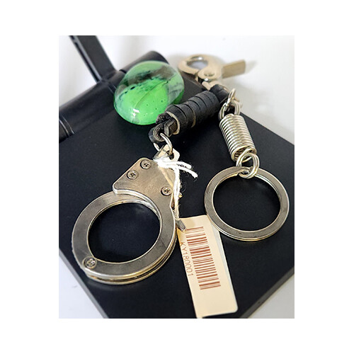 Hand Cuffs Black .. Silver Key Chain             SKU-1389